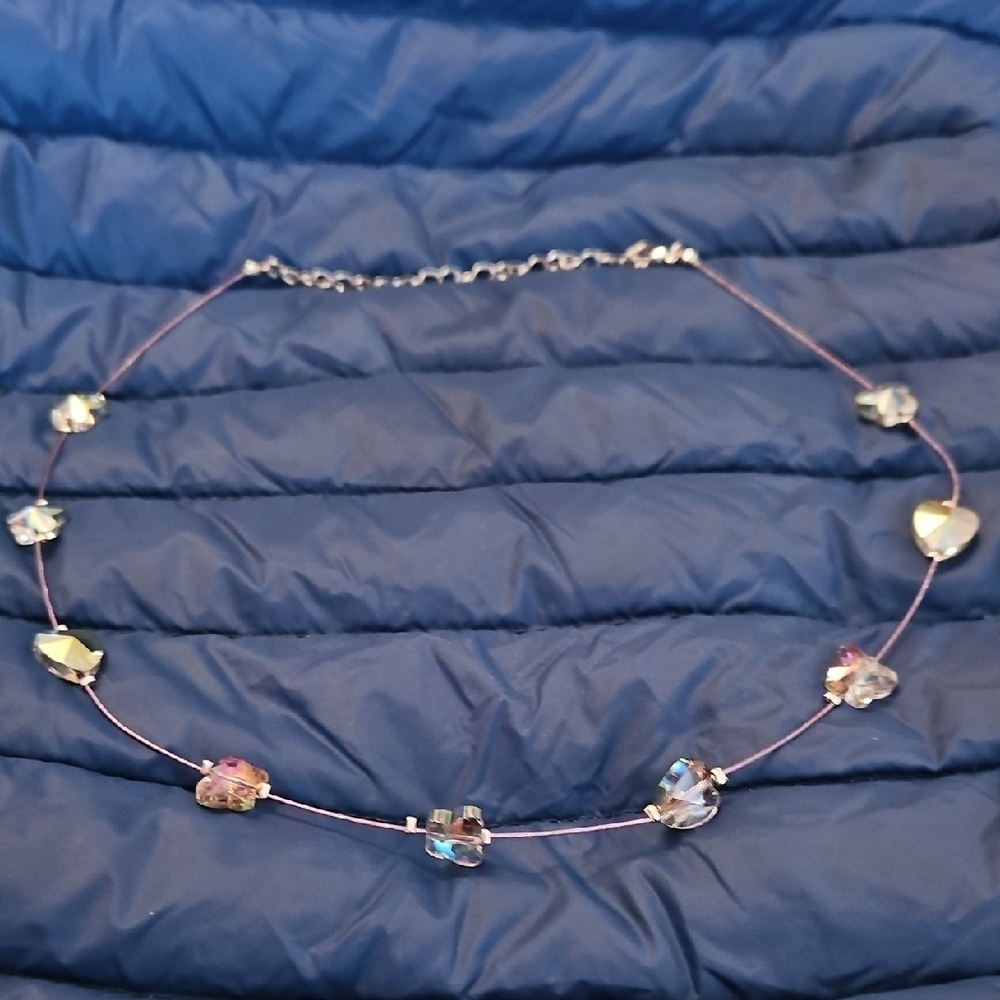 Silver Colorful Gemstone Costume Necklace, Choker